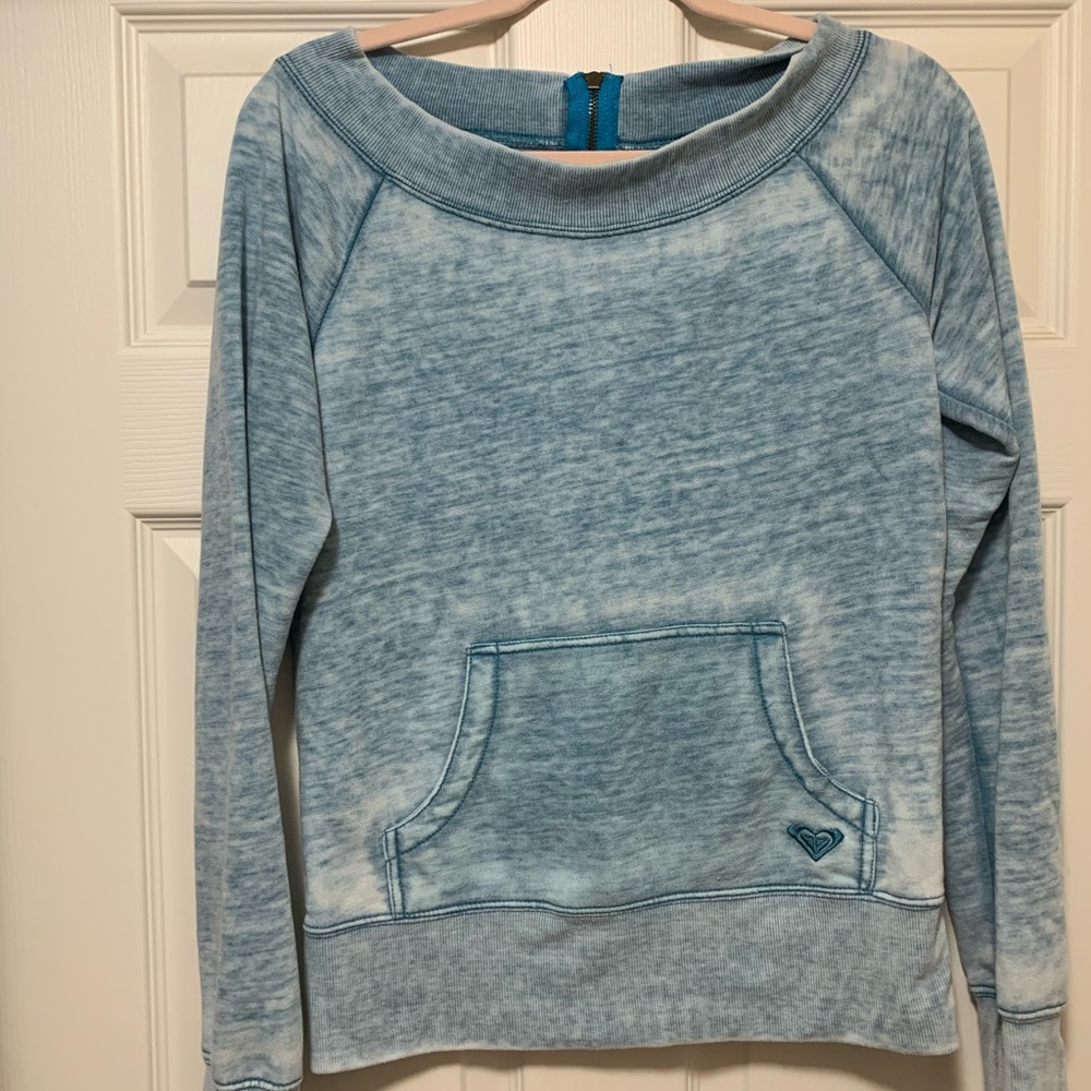 Turquoise colored Roxy scoop neck sweatshirt
